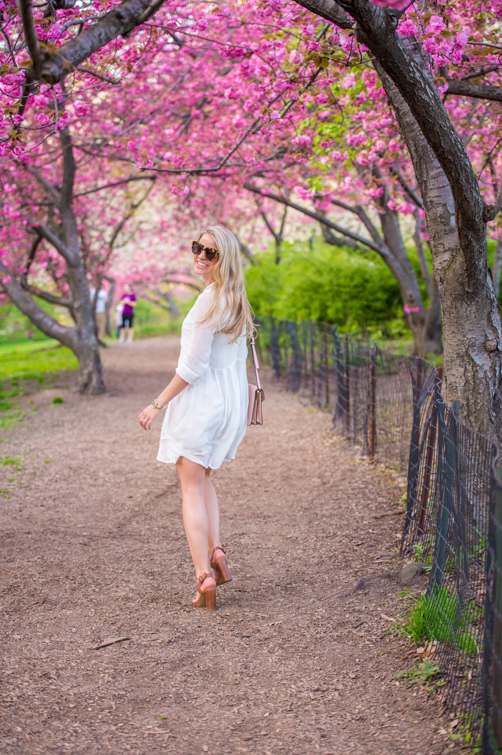 white summer dress, central park