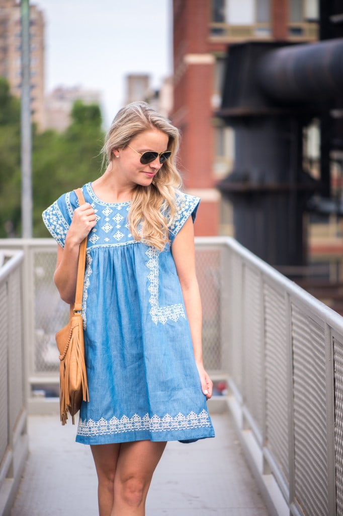 EMBROIDERED CHAMBRAY DRESS Styled Snapshots