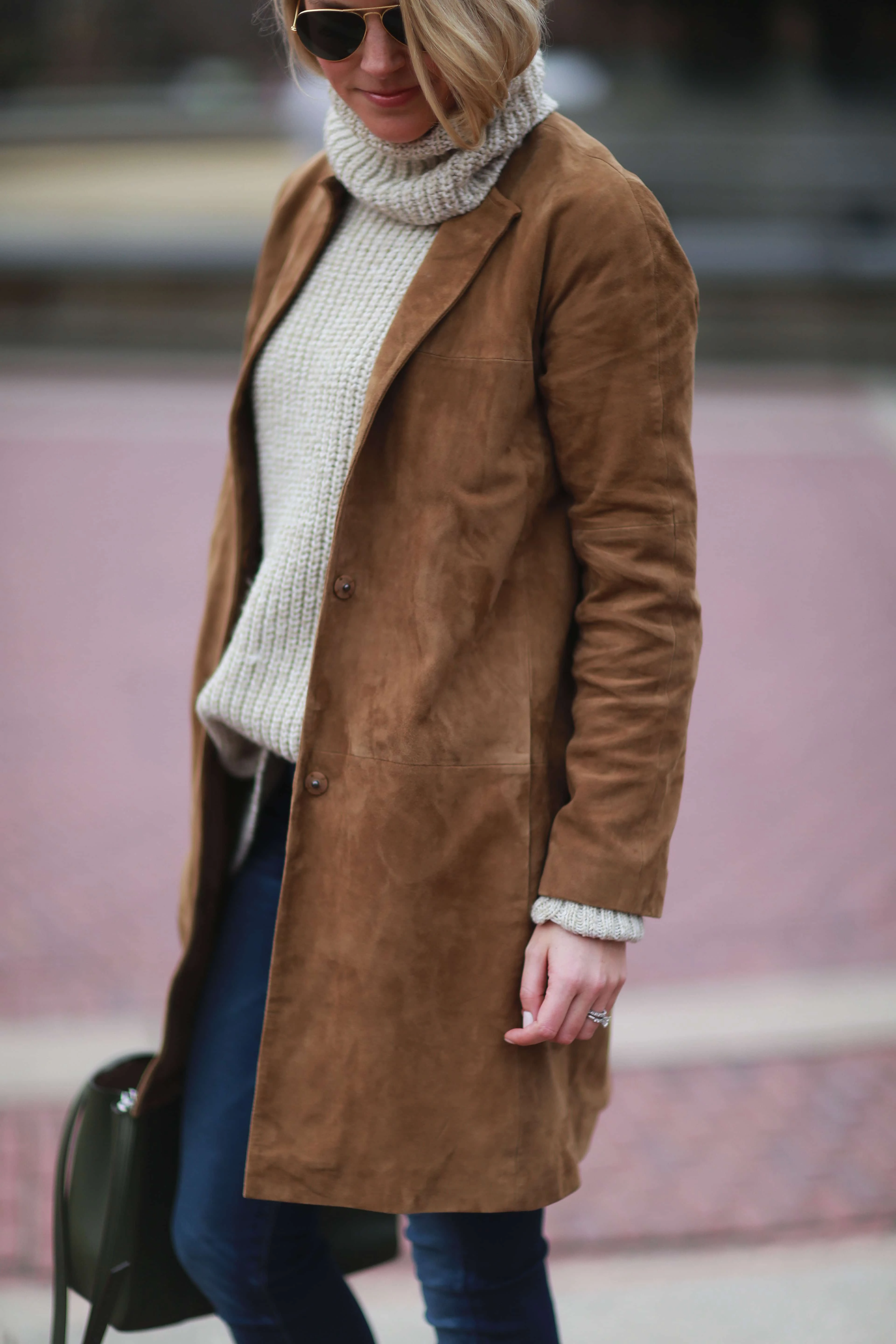 Judy Suede Coat in Saddle main image 0