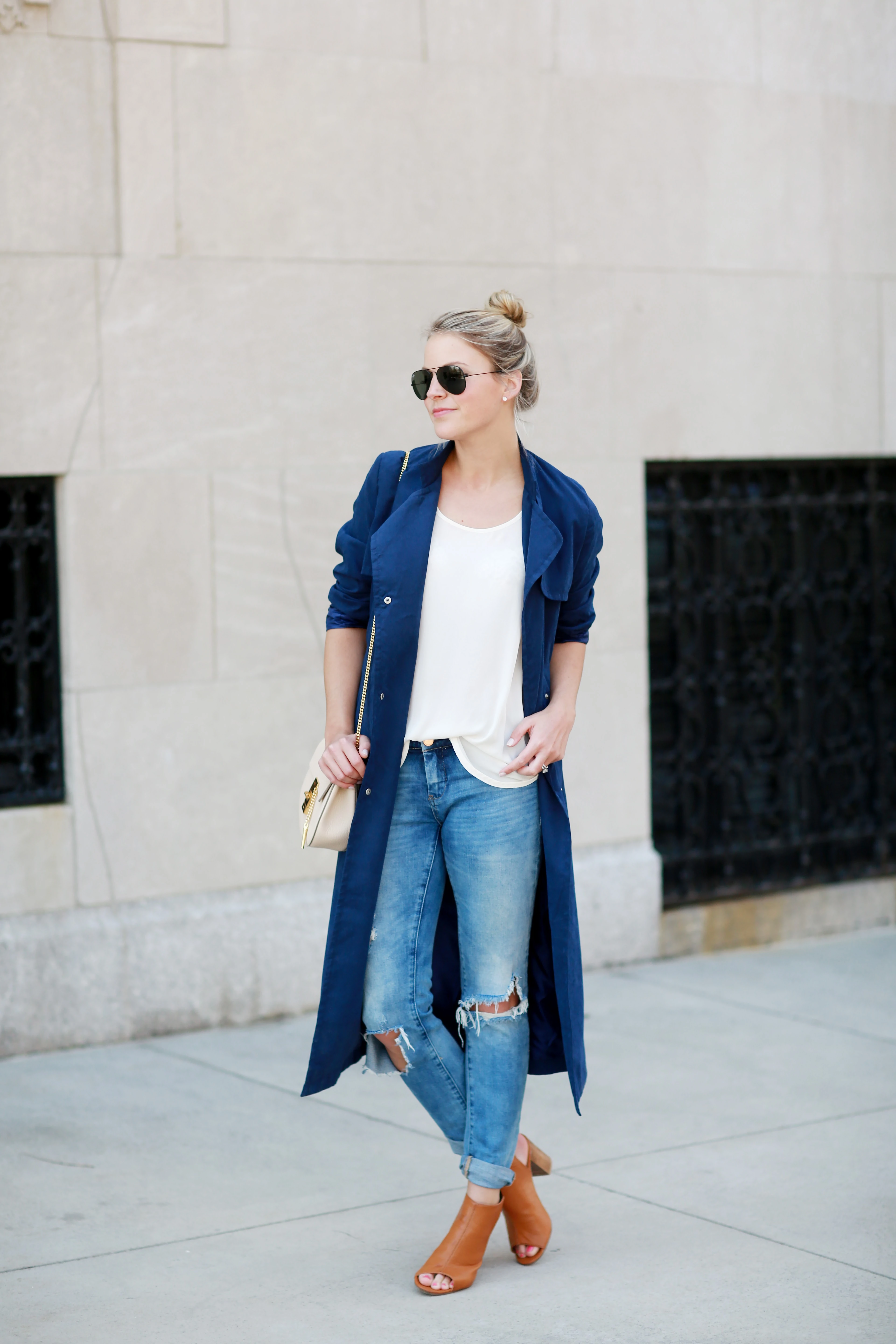 navy trench coat, shein