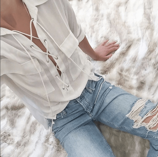 lace up blouse