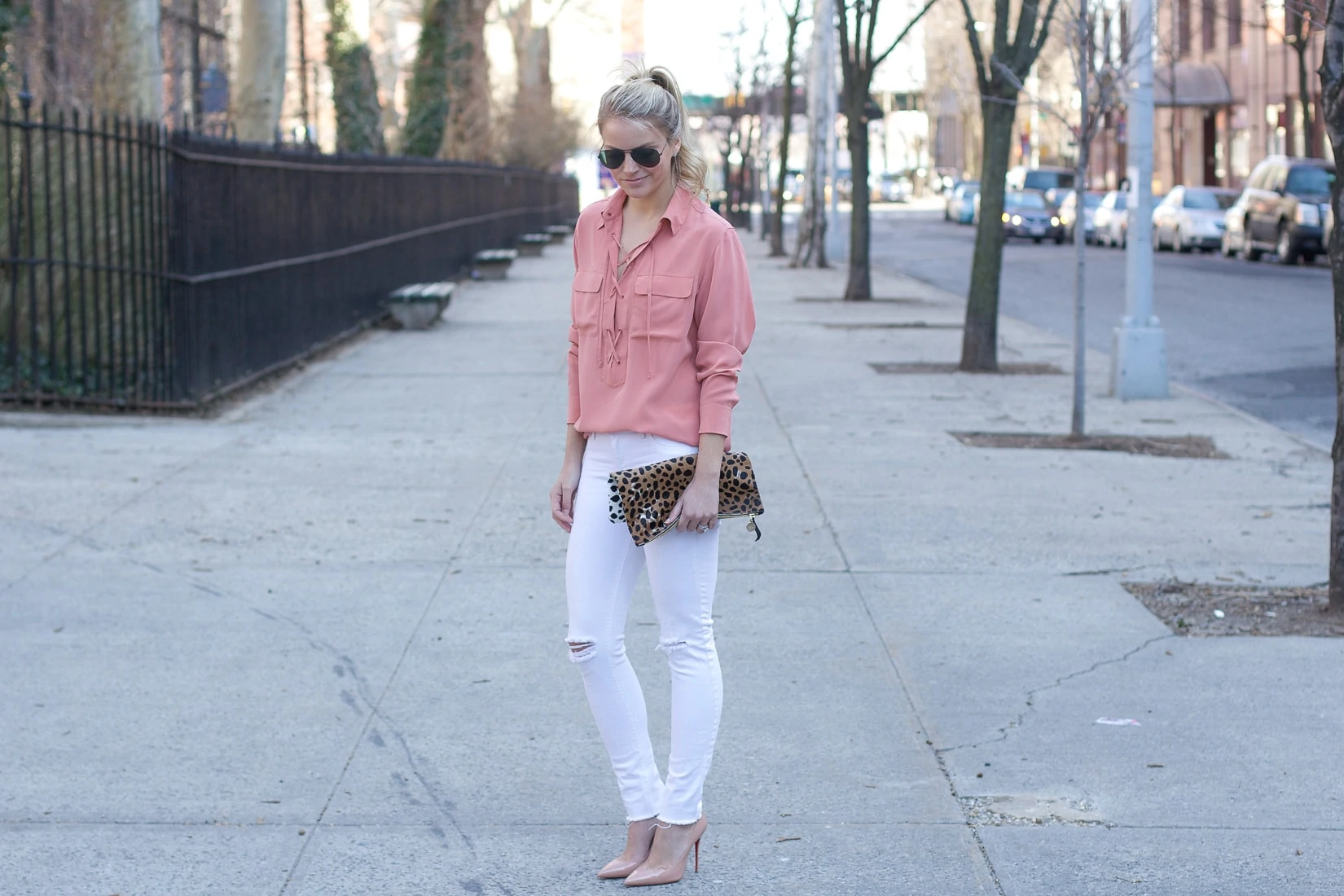 distressed white denim, kendall kremer