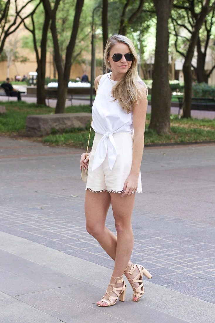 sleeveless white tie top,styled snapshots