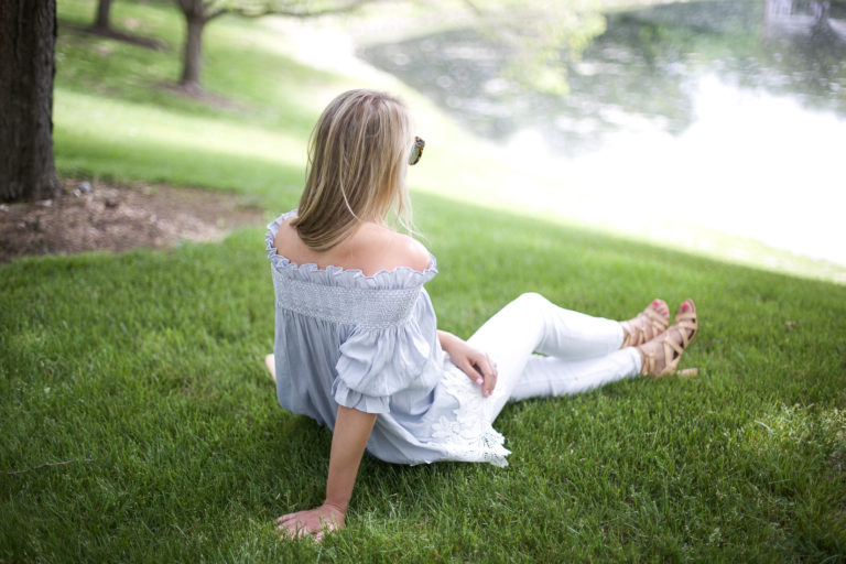 BLOSSOM OFF SHOULDER TOP & WIDE LEG TROUSERS