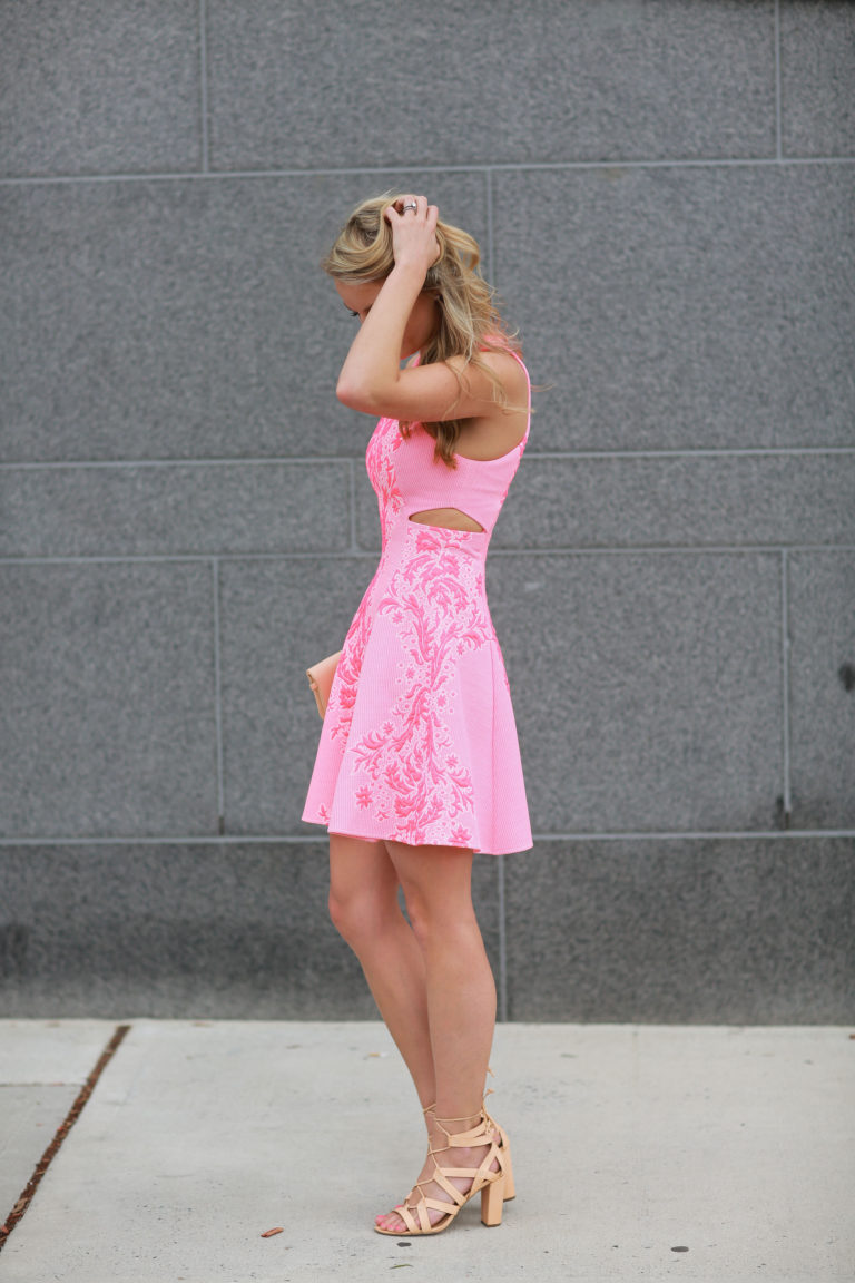 pink fit flare dress