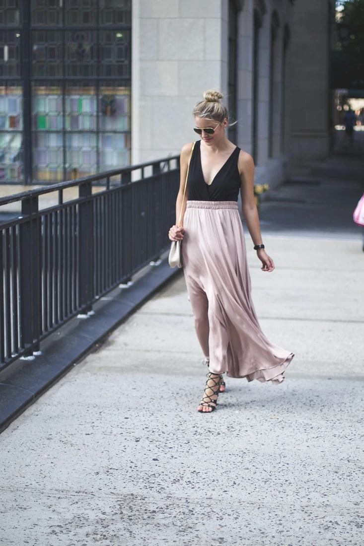 pleated maxi skirt