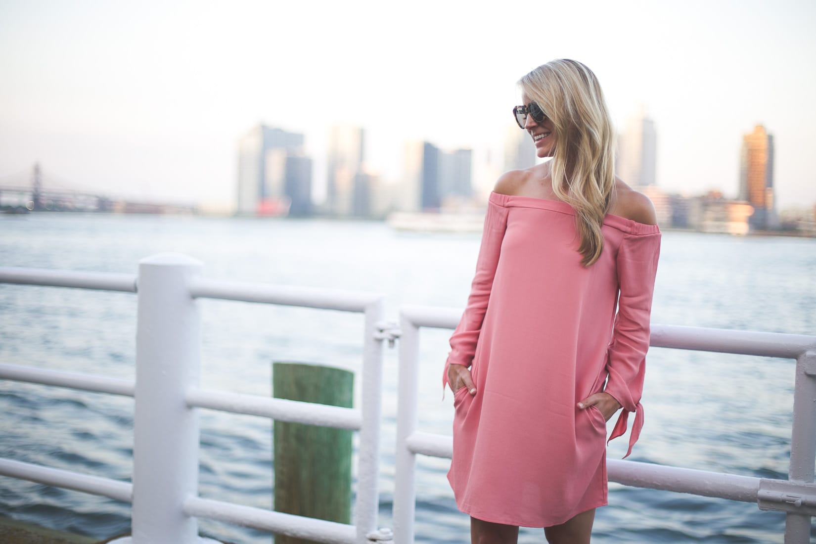 pink dress with pockets, wayf