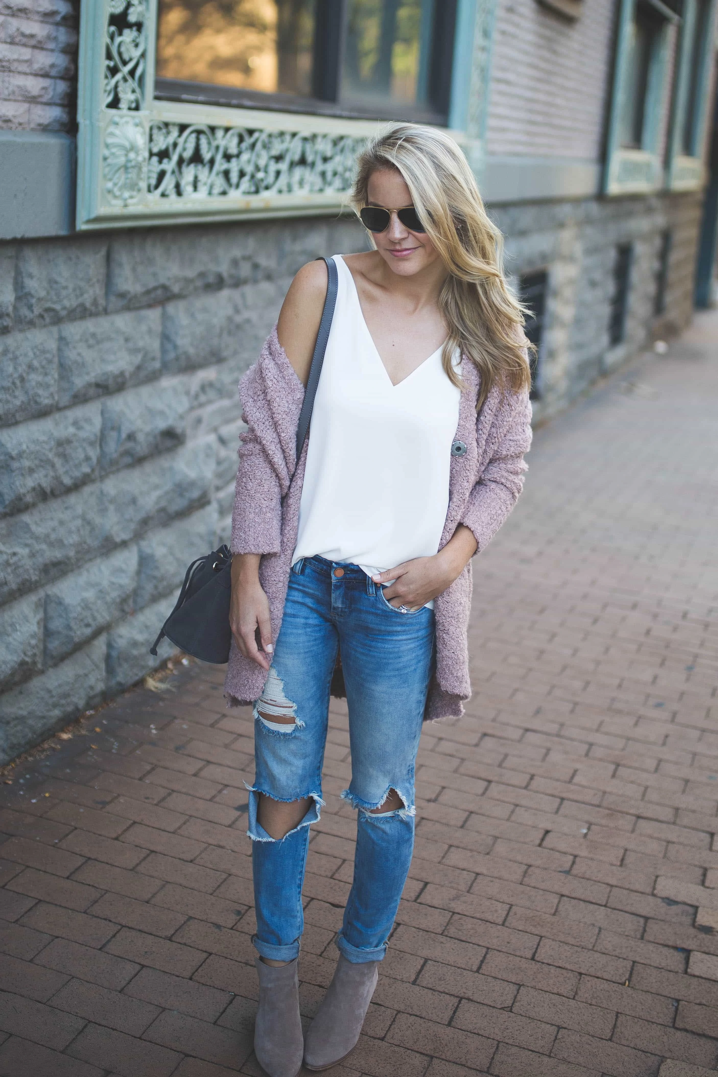 boucle-v-neck-cardigan