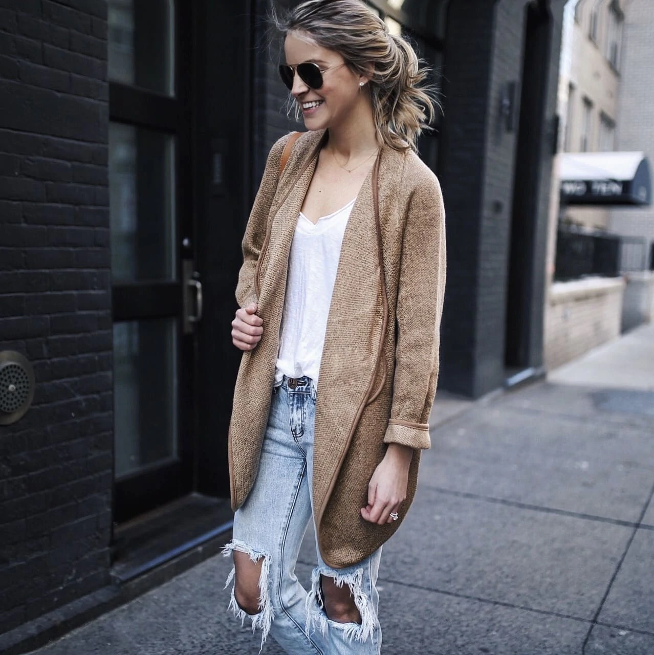 camel oversized cardigan