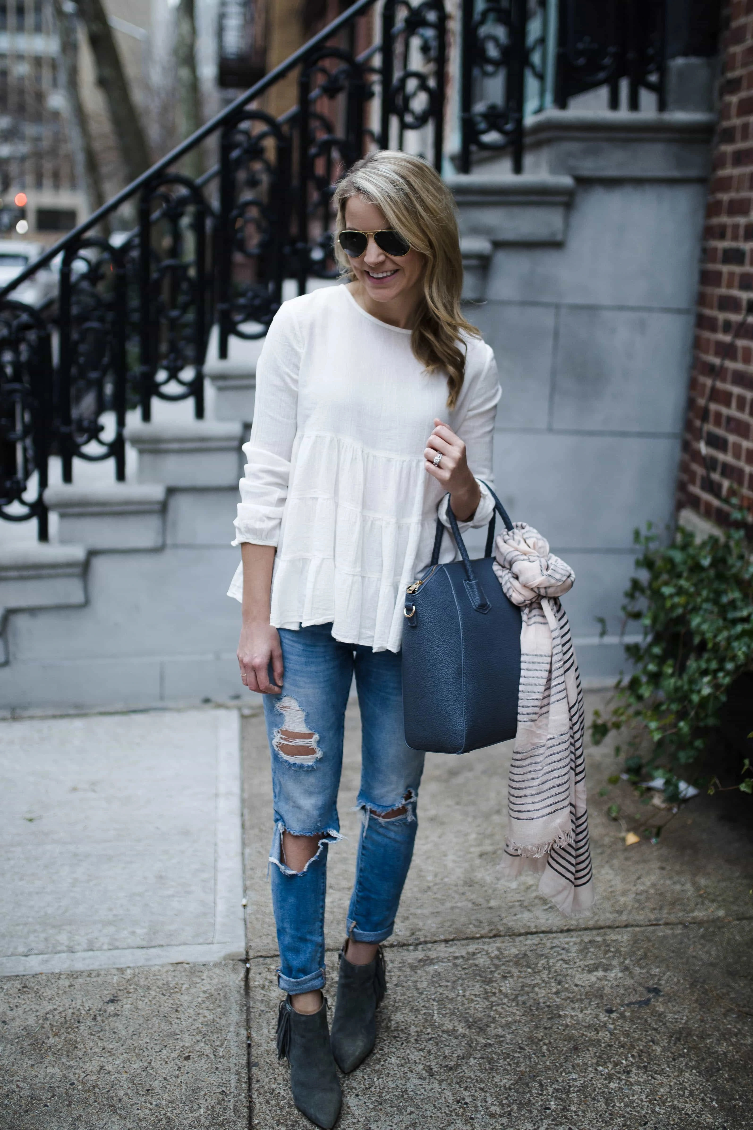 blush stripe scarf