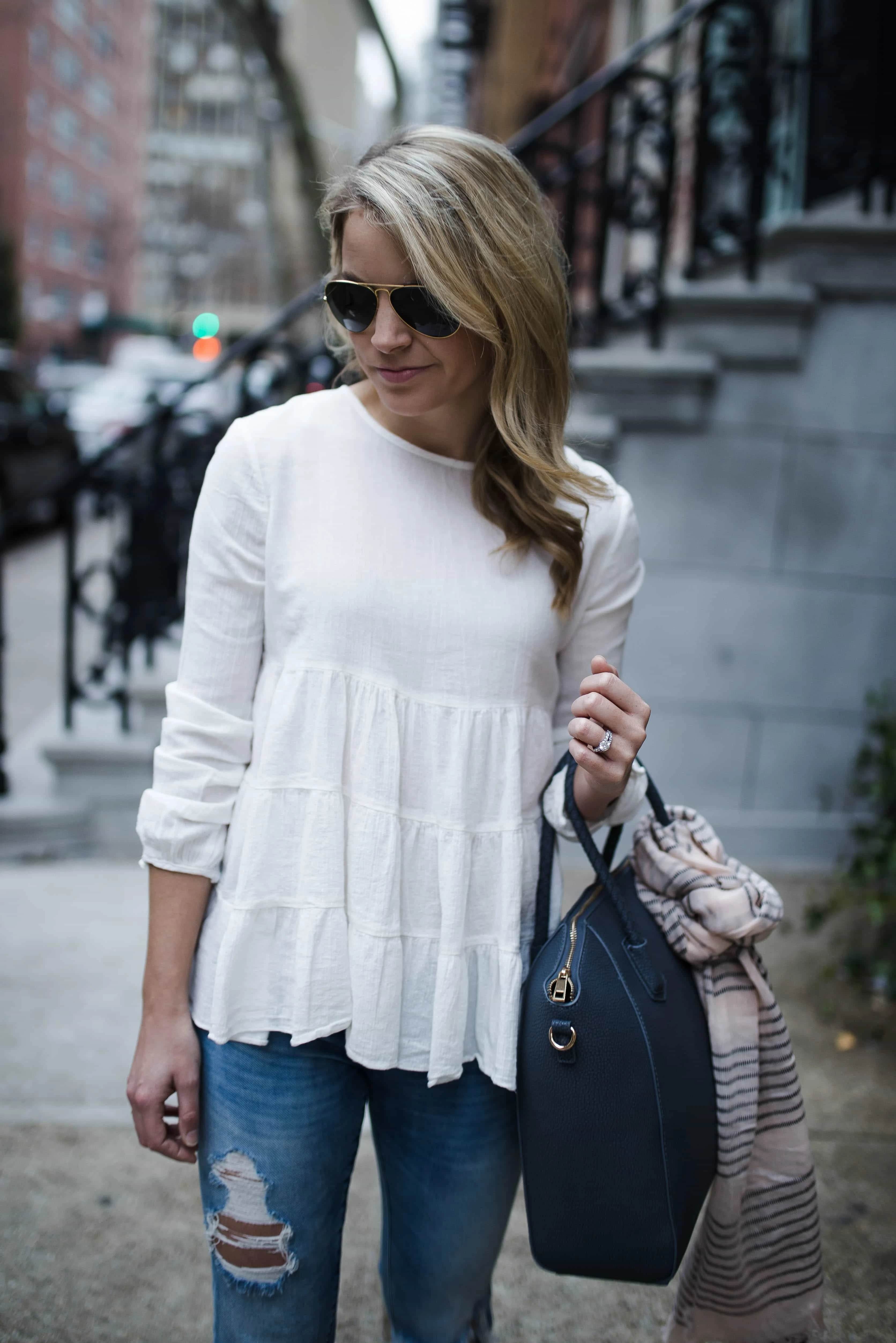 Sincerely Jules 'Frida' Tiered Hem Cotton Blouse