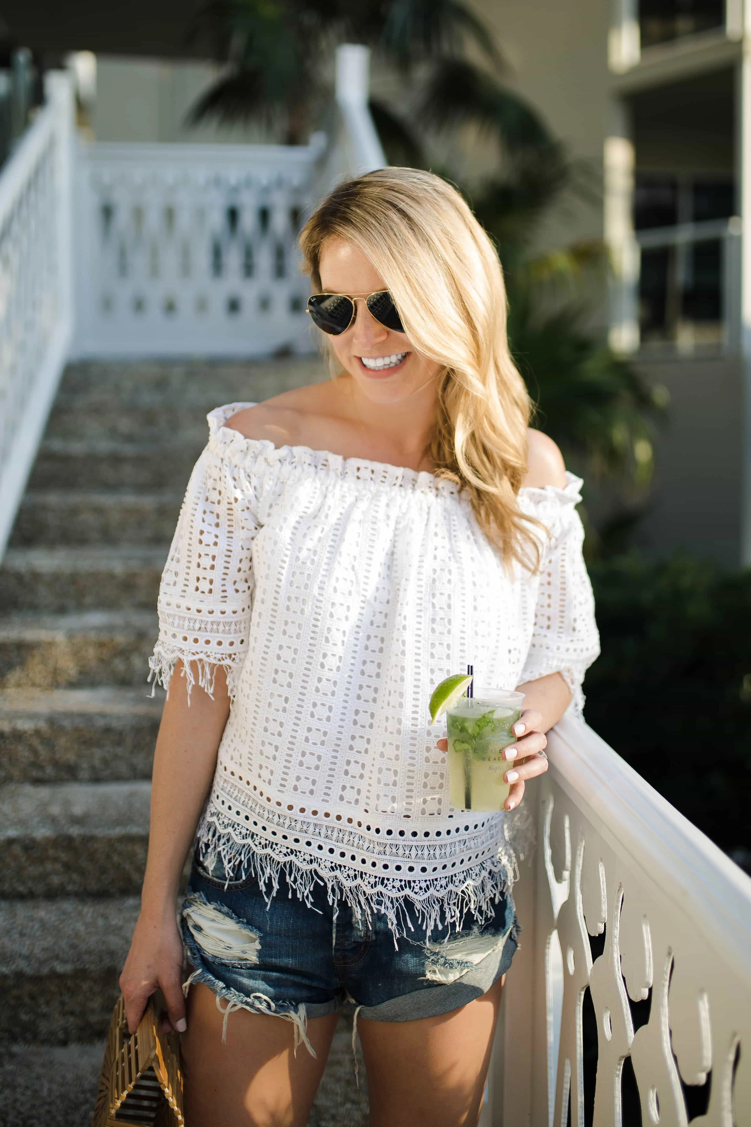 off the shoulder fringe top