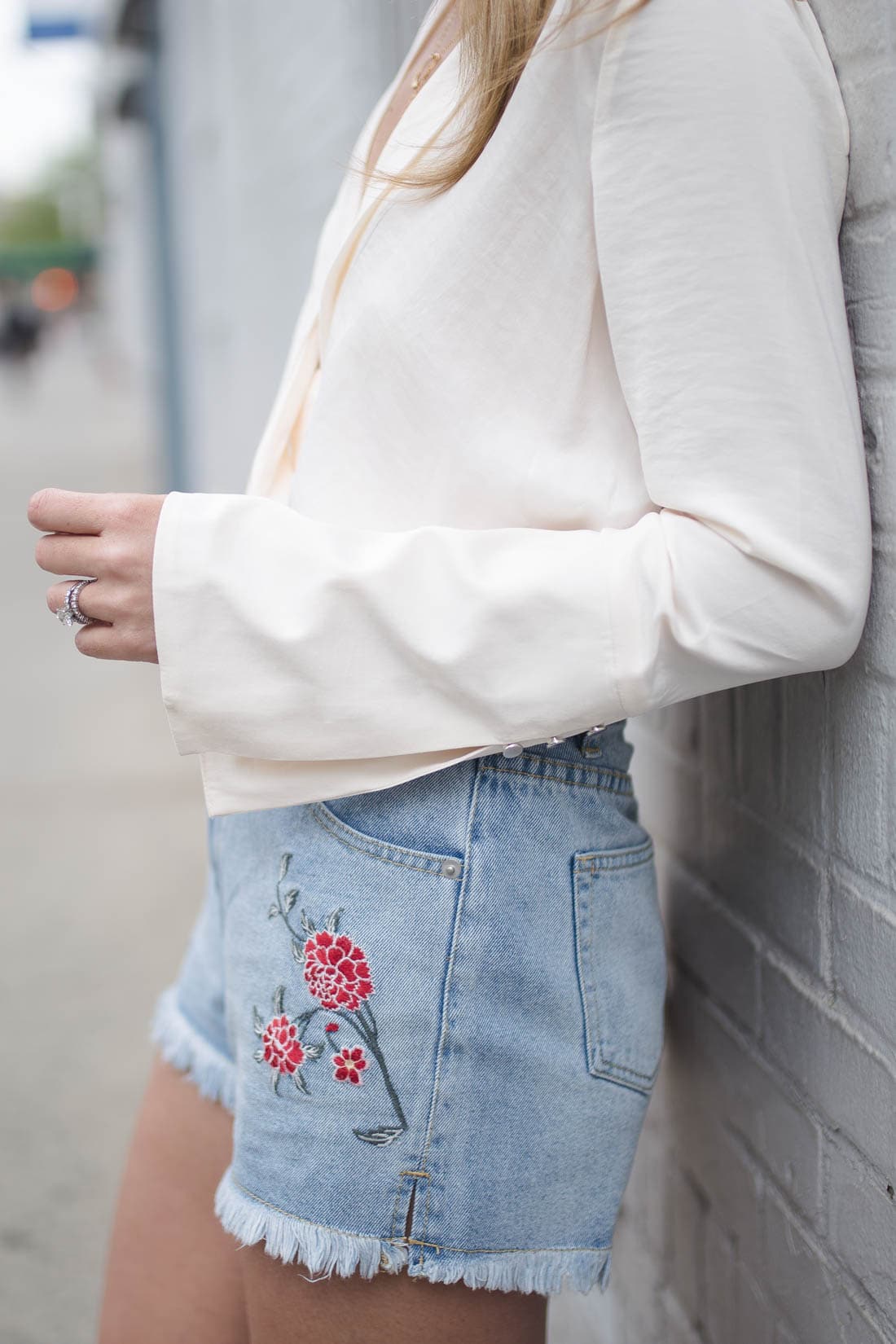 Embroidered Jean Shorts