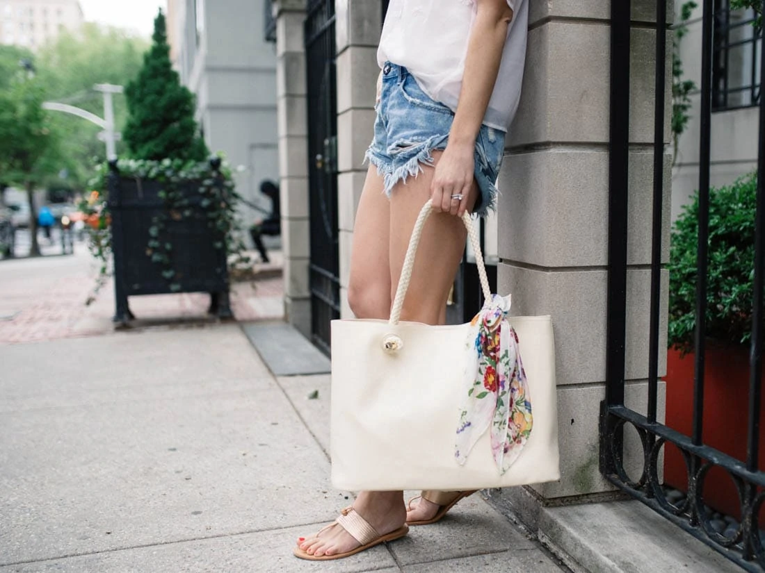 Cream Leather Tote