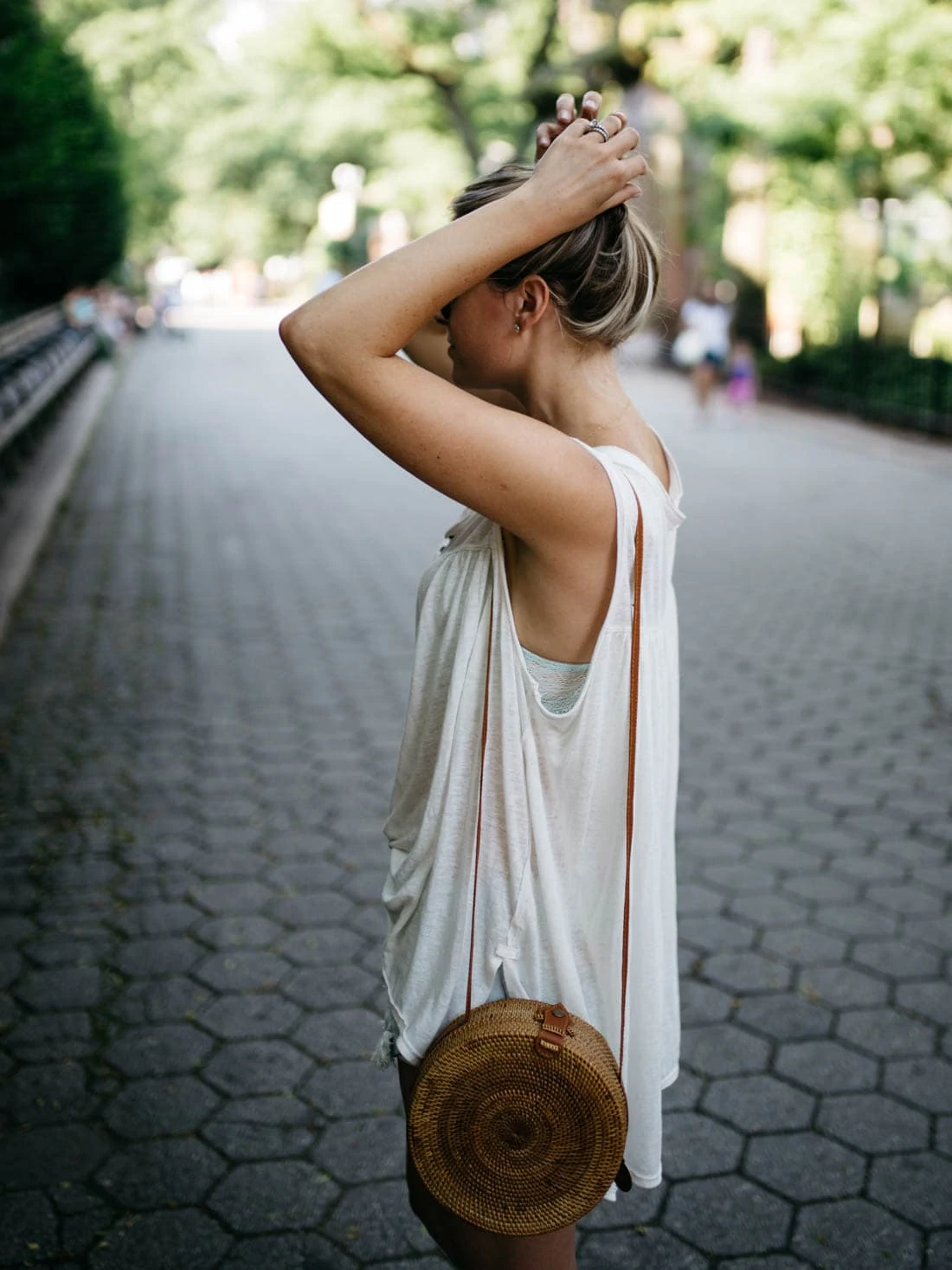 The Sol Round straw rattan bamboo bag