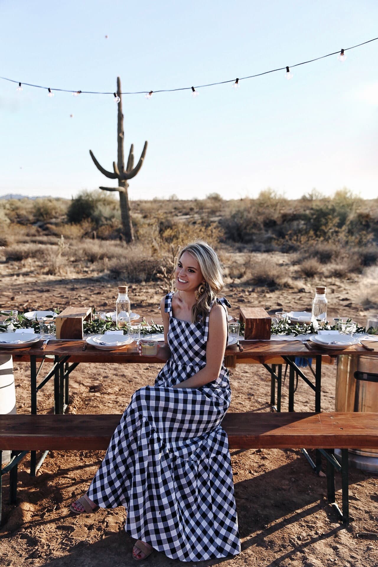 Tiered Gingham Maxi Dress