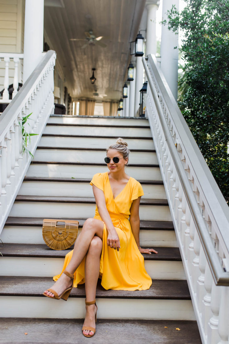 Yellow Midi Wrap Dress Styled Snapshots