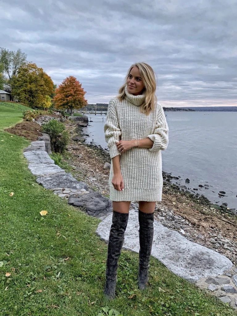 chunky-knit sweater dress