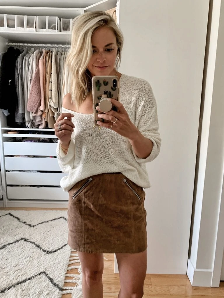 suede mini skirt