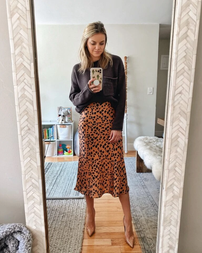 leopard midi skirt