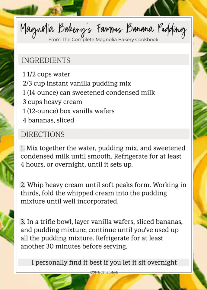 Banana Pudding Recipe 