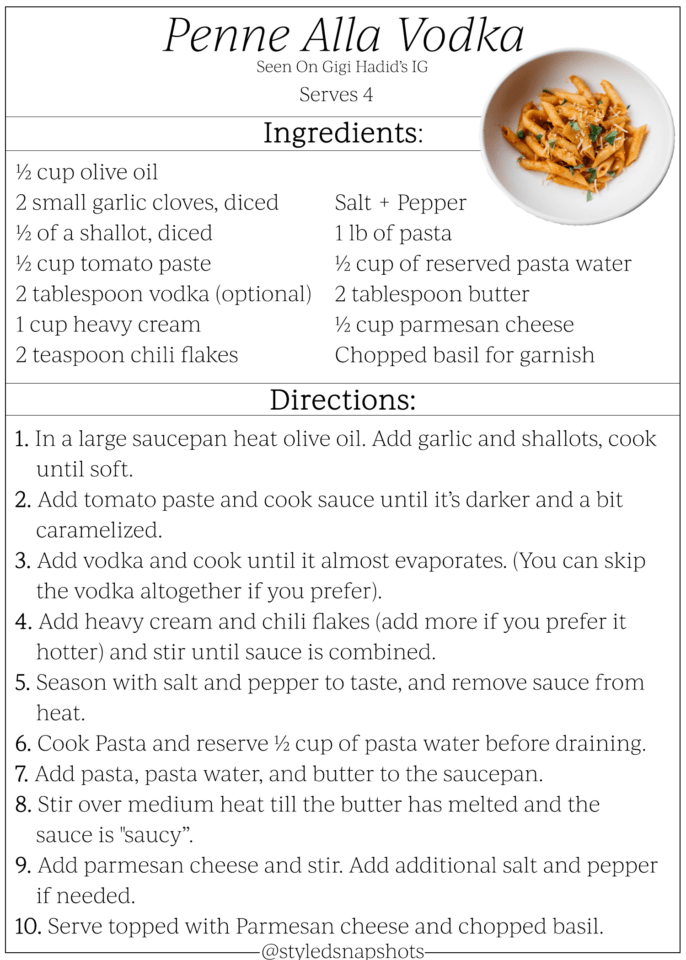 Penne Alla Vodka Recipe